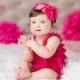 Baby Girl Clothes-Fushia Pink Lace Petti Romper & Headband SET-Preemie-Newborn-Toddler-Child-Baptism Outfit-Flower Girl Dress-Christmas