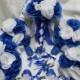 Wedding  Silk Flower Bridal Bouquets 18 pcs Package Royal Blue White Roses Toss Bridesmaids  Boutonniere Corsages