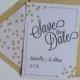 Save the Date Cards / Shimmer Confetti  / Lined Envelopes / Custom Bachelorette Birthday Party Invitation / Black Gold White Bronze