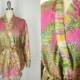 Kimono / Silk Kimono Robe / Kimono Cardigan / Kimono Jacket / Wedding lingerie / Vintage Sari / Art Deco / Downton Abbey / Pink Gold Silk