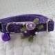 Purple Cat Collar with bell   Wedding Cat  Breakaway Collar Custom Made