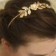 Grecian Crown, Bridal Headband, Wedding Hair Accessories, Gold Leaf Headband, Real Pearl Headband, Roman Headpiece, MADE TO ORDER