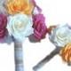 Hot pink Bridal bouquet package, Begonia bouquet, Tangerine bouquet, Paper bouquets, Burlap Bouquet, Fake flower bouquets, Vintage bouquets