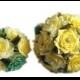 Yellow and green Bridal bouquet package, Wedding bouquets, Paper Bouquet, Wedding party bouquets, Fake bouquet, silk bouquets, Faux Bouquets