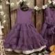 Toddler girl birthday dress. Plum purple flower girl dress. Girls linen ruffle dress. Purple rustic flower girl dress, girls linen dress