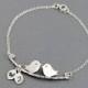 Personalized Bird Bracelet - Silver Love Birds Bracelet, Couples Jewelry, Hand Stamped Initials, Initial Bracelet, Wedding Gift Idea