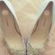 Something Blue Wedding Shoes with Crystal Vine Applique Beading Embellishment Satin Bridal Pumps, Bella Belle DAWN