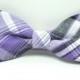 Purple and Gray Plaid Men's Bow Tie, Plaid Bowtie, Groomsmen Tie, Men's Tie