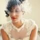 Wedding Hair Clip, Bridal Fascinator,French Net Bridal Veil,Vintage Style Brooch, Feather Fascinator, Ivory Wedding Fascinator, Bridal Veil