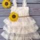 Sunflower Flower Girl Dress-Sunflower Wedding-Sunflower Dress-Country Flower Girl Dress-Rustic Flower Dress-Sunflower Headband-Sunflower