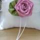 Wedding  Ring Bearer Pillow in White & Dusty Rose  Handmade "ROSE"