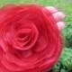 Wedding Hair Flower, Red Organza Double Rose Hair Flower, Bridal Accessory