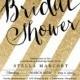 Black & Gold Bridal Shower Invitation Glitter Stripes Metallic Sparkly Glam Modern FREE PRIORITY SHIPPING or DiY Printable - Stella Style