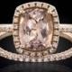Diamond Alternative Engagement Ring, Diamond Alternative Wedding Band, Morganite Engagement Ring, White Sapphire Wedding Band - LS3111