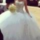 2015 New Arrival Ball Gown Wedding Dresses Sweetheart Crystals Beads Shinning Bodice Tulle Chapel Length White Bridal Gowns Custom Online with $116.11/Piece on Hjklp88's Store 