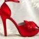 Red Wedding Shoes, Bridal Shoes 4" Heel  - Peep Toe Heels-Over 250 Custom Colors
