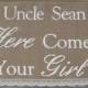 Large Here Comes Your Girl - Burlap Wedding Banner - Ring Bearer Sign- Here Comes The Bride Sign - Here Comes Your Girl - Country Decor