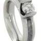 Diamond Engagement Ring with Meteorite Inlay and Palladium Sleeve