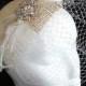 champage bridal veil - Mint feather veil - Gold rhinestone veil