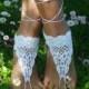 Crochet Barefoot Sandals,Beach Pool,Nude shoes,Foot jewelry,Wedding shoes,White sandles