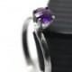 African Amethyst Ring, Natural Gemstone Engagement Ring, Simple Silver Ring, Purple Amethyst Jewelry,