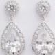 Crystal Bridal Earrings Wedding Jewelry Posts Large Cubic Zirconia Teardrop Earrings Wedding Earrings Bridal Jewelry