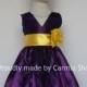 PURPLE Flower Girl Dresses with Yellow (FVN01) - Easter Wedding Communion Bridesmaid - Toddler Baby Infant Girl Dresses