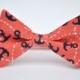 Nautical Boy's Bow Tie in Coral and Navy Blue Anchor Tie Toddler Bowtie