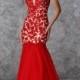 Sheer A-Line Bateau Chiffon Red Prom Evening Dress 2015