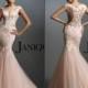 Newest Janique Blush Evening Dresses Mermaid Applique Lace Sheer Neck Tulle Pink Sweep Train Pageant Sleeveless Prom Party Dresses Gowns, $117.72 