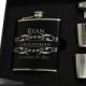 4 // Personalized Flasks for Groomsmen // Gift Boxed Flask Sets with Shot Glasses and Funnels