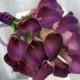 Calla lily Wedding bouquet plum purple real touch Bridal bouquet