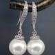 Bridal Pearl Earrings Wedding Jewelry Swarovski Pearls Cubic Zirconia Simple Dangle Classic Earrings Bridesmaid Gifts White or Ivory/Cream