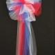 Red White Blue Tulle Wedding Pew Bows Church Ceremony Asile July 4th Decorations