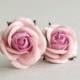 50mm Blush Pink Paper Roses (2psc) - mulberry paper flowers with wire stems - Great for wedding decoration and bouquet [718]