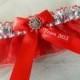2015 Prom Garters, Custom Colors Prom Garter, Prom Garters.Prom Garter Silver Sequences Over Red Organza