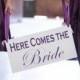 and they lived Happily Ever After, Here Comes the BRIDE -  Ring Bearer sign, Flower girl sign, Wedding Sign,  Disney Wedding Sign