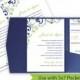 Pocket Wedding Invitation Template Set - DOWNLOAD Instantly - EDITABLE TEXT - Chic Bouquet (Navy & Lime Green)  - Microsoft Word Format