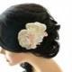 Wedding Hair Accessories - White Pink Ivory flower Hair Clip - Bridal Floral Head Piece