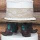 Rustic Cake Topper-His and Her Western Cowboy Boots-Wedding Cake Topper-Barn Wedding