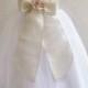 Flower Girl Dresses - WHITE with Champagne Satin Dress (FD0SV) - Wedding Easter Bridesmaid - For Children Toddler Kids Teen Girls
