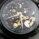 Luxury Black Mechanical Wrist Watch - Black Leather Wristband - Automatic - Men - Steampunk - Watch - Groomsmen Gift - Item MWA56