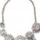 White jewel crystal statement necklace for bridesmaid bridal wedding jewelry