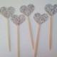 Heart Cupcake Toppers - Bridal shower Decor - Bachelorette Party decor - Wedding Cake Toppers - Custom Cake Toppers