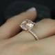 Heidi 9mm 14kt Rose Gold Cushion Morganite and Diamond Basket Engagement Ring (Other metals and stone options available)