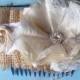 Burlap Lace Fabric Flower Rosette Bridal Hair Comb, Ruffled Headband, Vintage Rustic Wedding, Hair Accessories, Champagne, Ivory, Cream