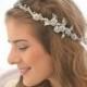 Silver Rustic Woodland Wedding Hair Wreath Headband Bridal Hair Wedding Accessory with Silver Leaves and Flowers, Bridal Headpiece