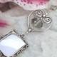 Wedding bouquet photo charm. Memorial keepsake with heart and grey crystal. Bridal bouquet photo.