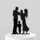 Wedding Cake Topper Silhouette Bride &Groom holding baby with little boy -  Family Acrylic Cake Topper [CT64b]