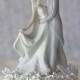 Vintage Rose Pearl First Kiss Wedding Cake Topper